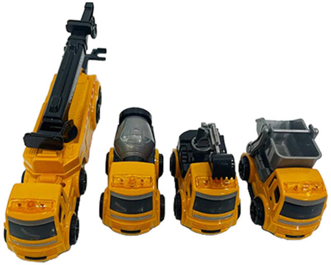 Joy Kids 壓鑄摩擦迷你工程吊車4件組, 混色, 1套