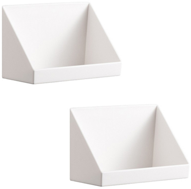 에이비엠코리아 공간활용 벽부착 선반 바구니, 화이트, 2개