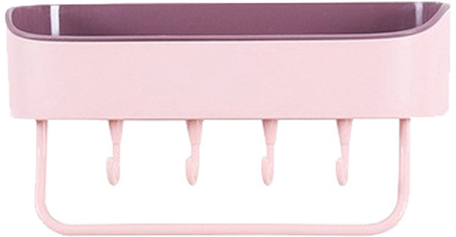 블럭마트 파스텔 부착식 욕실선반, 핑크, 1개
