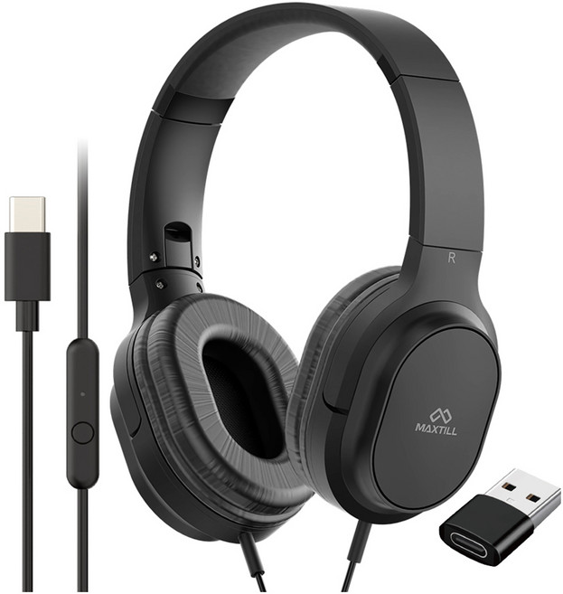 MAXTILL Type-C 多合一耳機麥克風 + USB轉換器, ALL IN ONE GM-HC20, 黑色