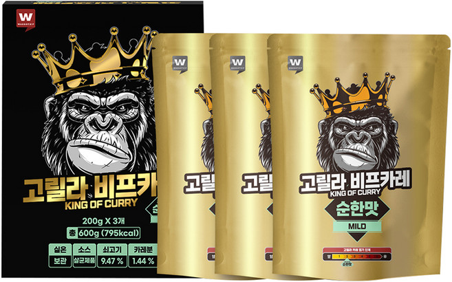 외갓집 고릴라 비프카레 순한맛 3p, 600g, 1개