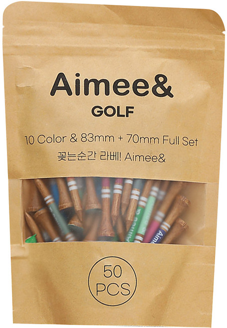 AIMEE-GWT1000 골프 우드티 10종 x 50p, 혼합색상, 1세트