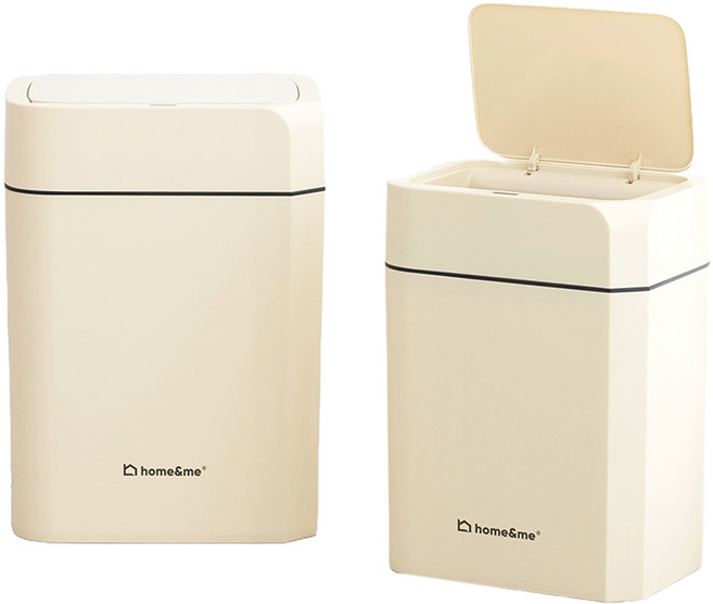 홈앤미 크레마 스마트 자동센서 쓰레기통 12L+16L 세트, 버터크림