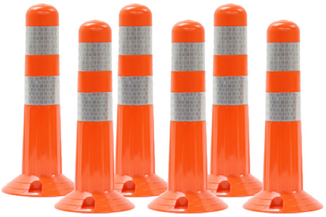 신도산업 블라인드 시선유도봉 탄력봉 6p + 부자재, 오렌지, 6개