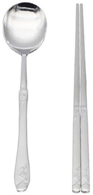 윌리브 매화 샌딩 수저세트, 실버, 1세트, 숟가락 + 젓가락