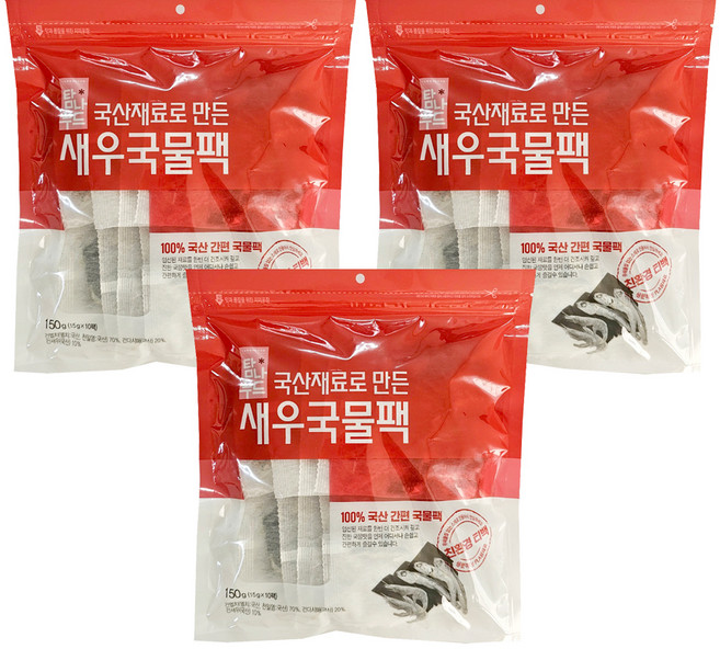 해심 새우 국물팩 10p, 150g, 3개