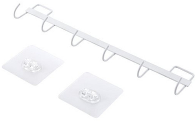 밝은리빙 무타공 후크걸이 6구, 화이트, 1개