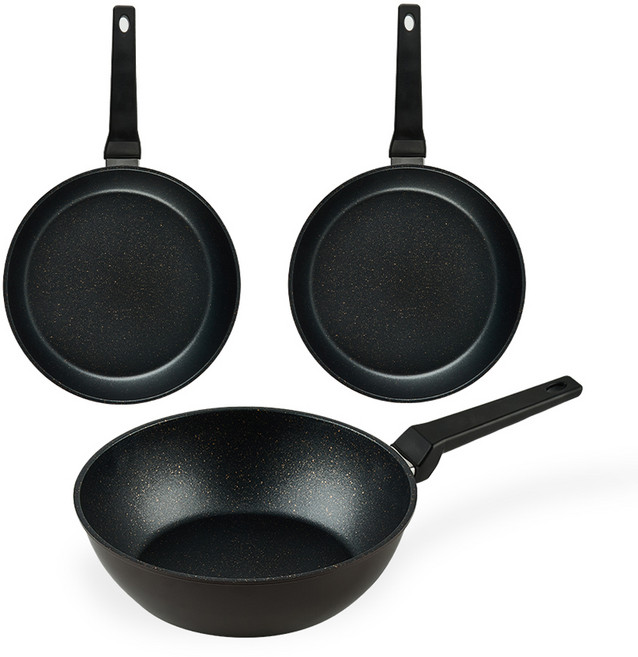 퀸센스 디너 후라이팬 세트 3개, 브라운, 후라이팬 28cm(2P) + 궁중팬 28cm(1P), 1세트