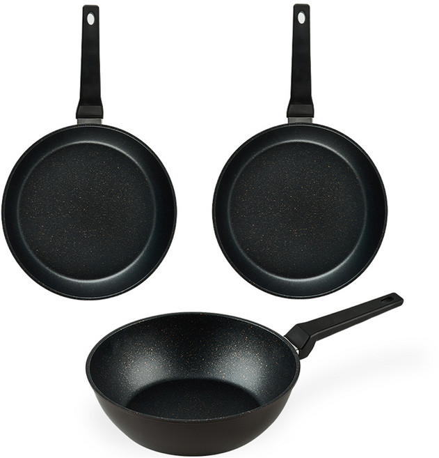 퀸센스 디너 프라이팬 세트 3개, 브라운, 후라이팬 28cm x 2p + 궁중팬 24cm, 1세트