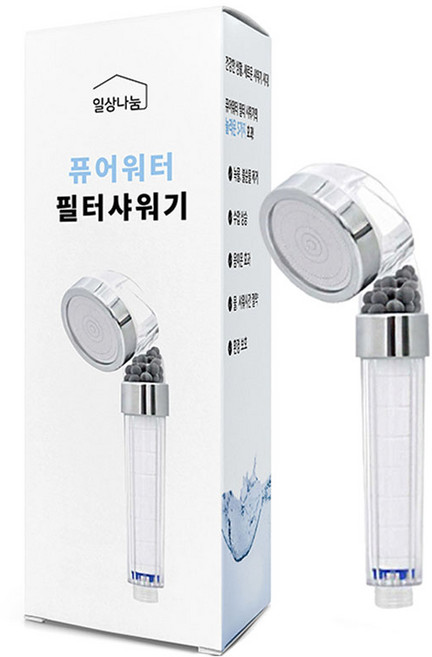 일상나눔 퓨어워터 필터 샤워기 헤드 + 필터 세트, 1개, 혼합색상