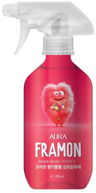 아우라 프라몬 섬유탈취제 로즈머스크 본품, 490ml, 1개