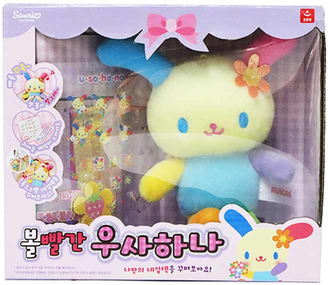 오로라 산리오 캐릭터즈 볼빨간 우사하나 인형, 혼합색상, 1개