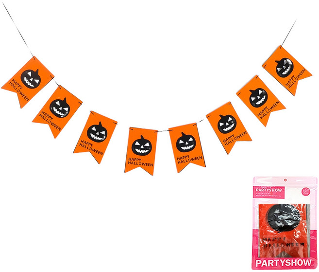 파티쇼 할로윈 파티 펠트 가랜드, 호박페넌트, 1개