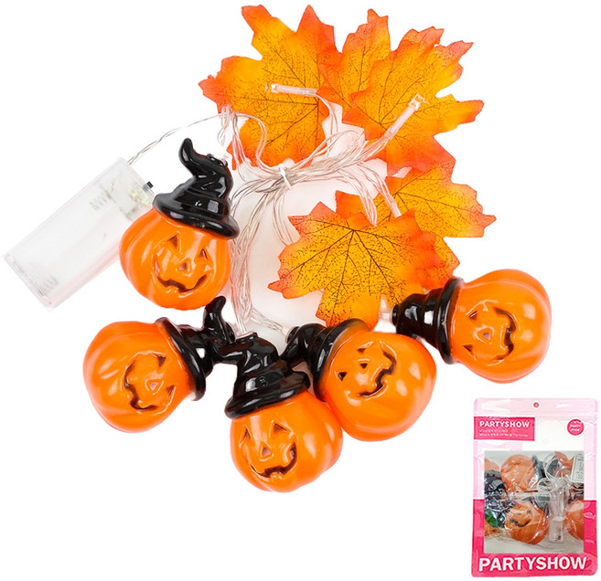 파티쇼 LED 할로윈 가랜드, 단풍잎 + 고깔호박, 1개