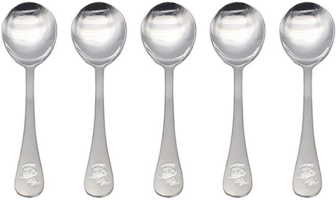 윌리브 아동용 토끼 고양이 샌딩 스푼, 실버, 단품, 5개