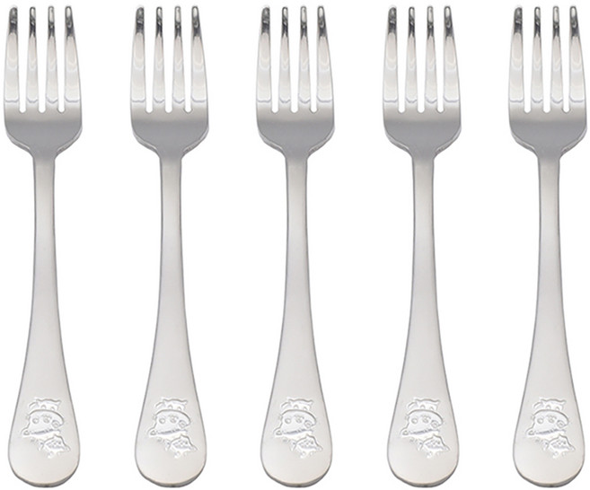 윌리브 아동용 토끼 고양이 샌딩 포크, 실버, 단품, 5개