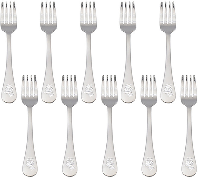 윌리브 아동용 토끼 고양이 샌딩 포크, 실버, 단품, 10개