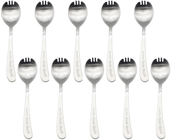 윌리브 아동용 해피스마일 스푼 & 포크, 실버, 단품, 10개