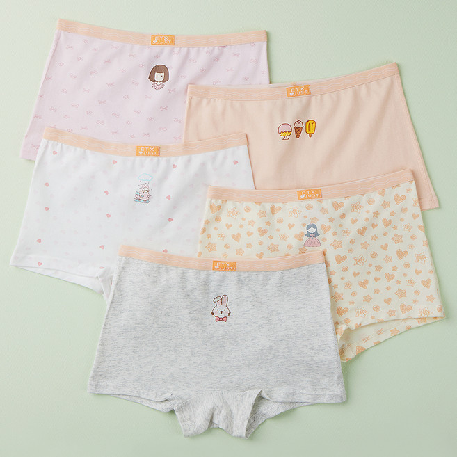 이티엑스저스트 스콕스 여아용 학생 사각 드로즈 팬티 5종 세트