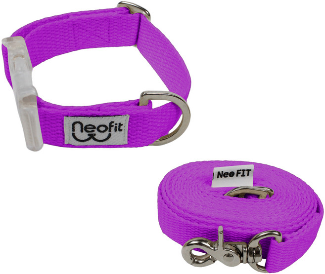 네오핏 강아지 초경량 목줄 세트, 형광퍼플, 1세트