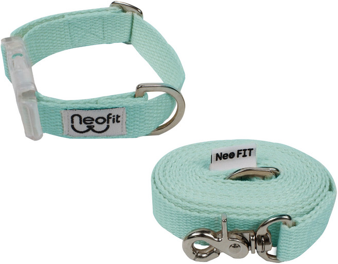네오핏 강아지 초경량 목줄 세트, 민트, 1세트