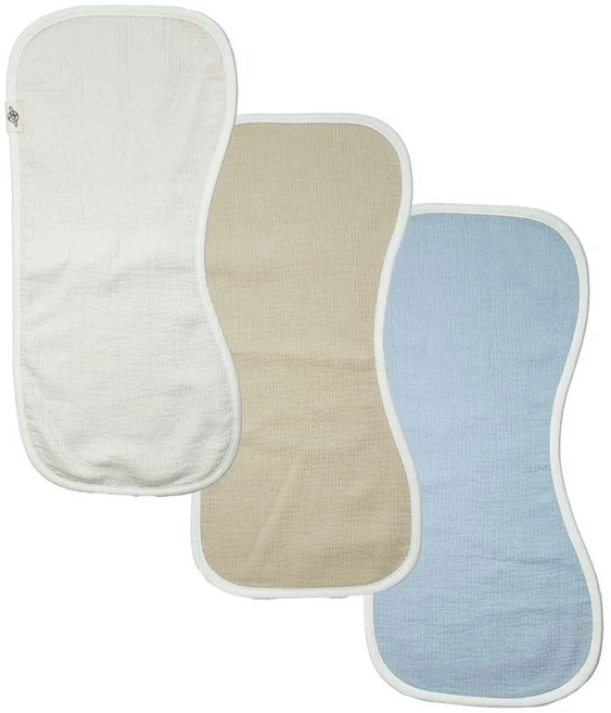 우쭈쭈베이비 유아용 6중거즈 롤빕 트림패드 3종 세트, C세트 아이보리, 오트밀, 스카이, 1세트 - 쿠팡