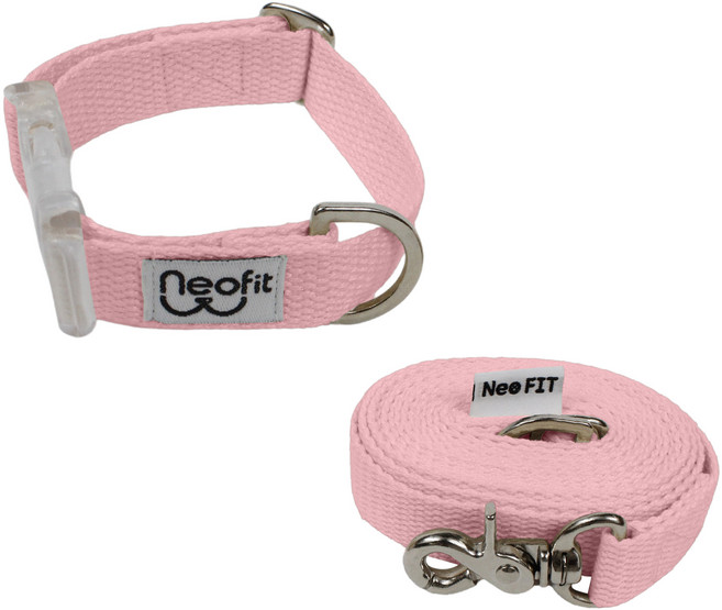 네오핏 강아지 초경량 목줄 세트, 파스텔핑크, 1세트