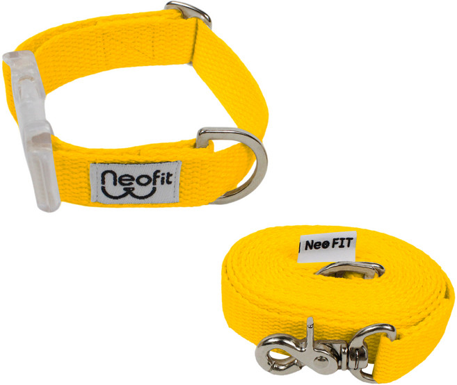 네오핏 강아지 초경량 목줄 세트, 옐로우, 1세트