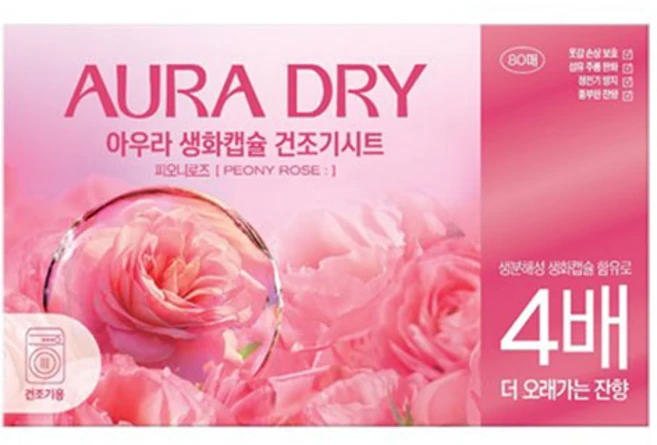 아우라 드라이 생화캡슐 시트 섬유유연제 피오니 로즈 본품, 80개입, 1개 - 쿠팡