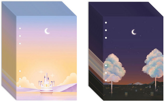 세컨드맨션 A5 6공 리필속지 문라이트 달빛캐슬 + 밤산책 세트, 1세트