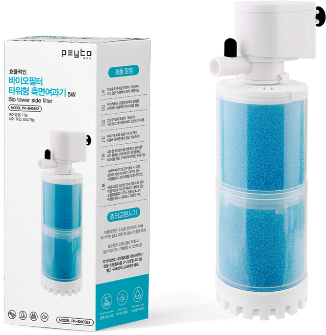 페이토 바이오필터 타워형 측면여과기 PK-SM05B2, 5W, 1개