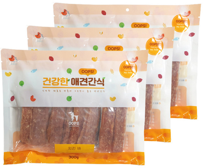 웁스 강아지 건강한 간식, 치킨바, 300g, 3개
