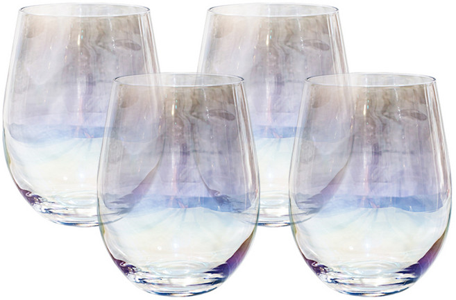 칼딘 홈카페 오로라 홀로그램 유리컵 580ml 베이직, 혼합색상, 4개