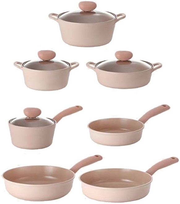 네오플램 샤베트 IH 인덕션 프라이팬 냄비 풀세트, 미니피치, 7종, 1세트