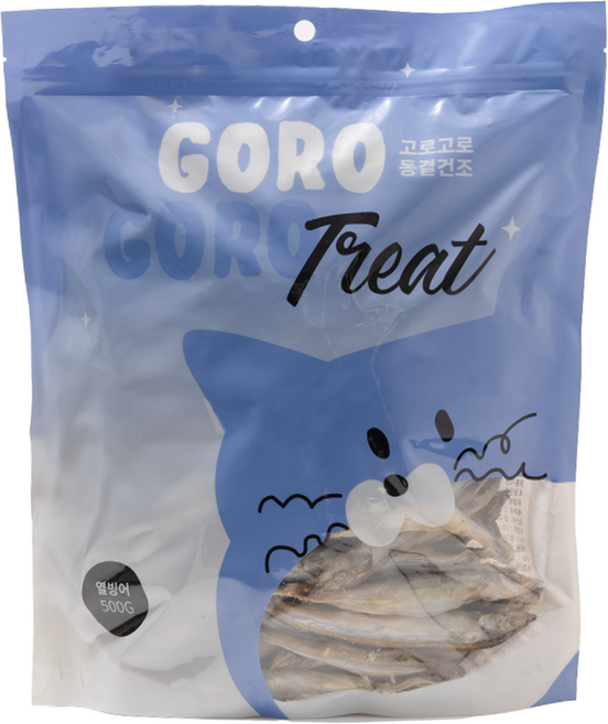 gorogoro 반려동물 동결건조 트릿 간식, 열빙어, 500g, 1개