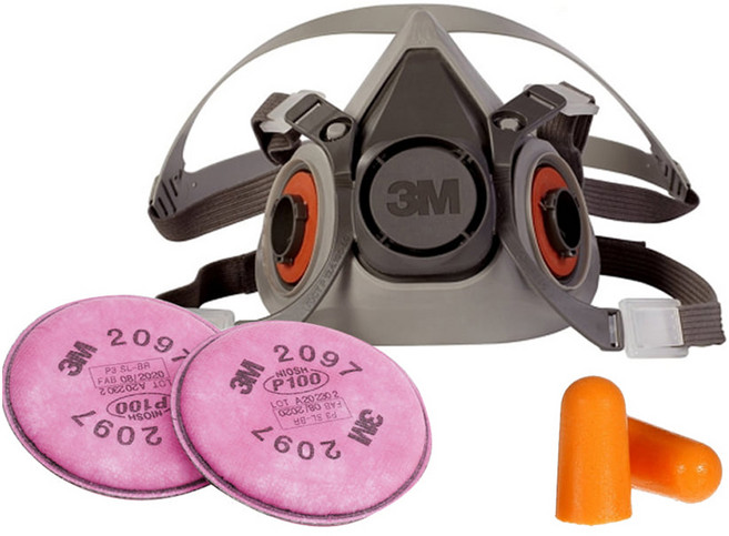 쓰리엠 양구형 면체 방진마스크 6200 + 특급 방필터 2097K 2p + 귀마개 2p 세트, 1세트, 혼합색상