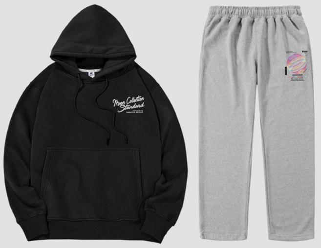 엠씨티 남녀공용 오로라 쭈리오버핏 후드티+일자팬츠 세트