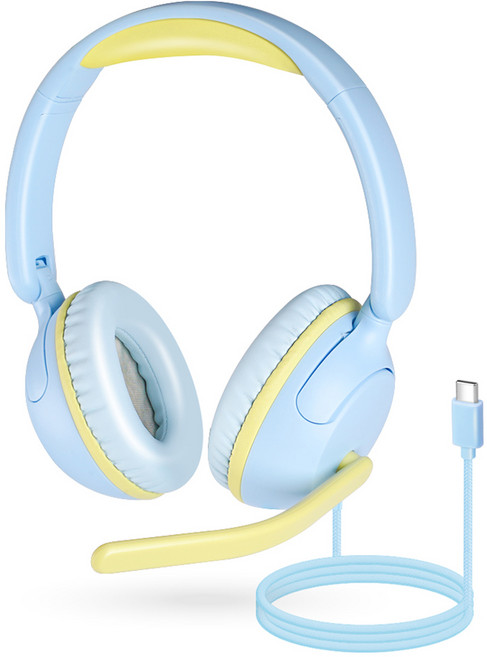 코시 C타입 패브릭 청력보호 어학용 마이크 헤드셋, HS4125C, 블루