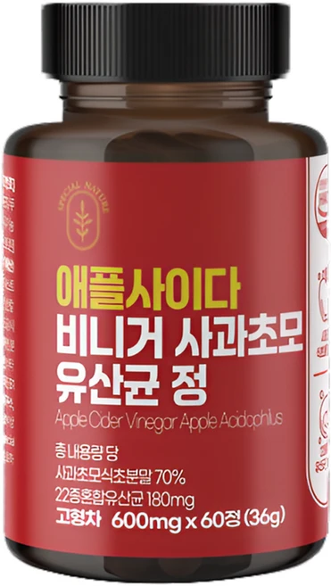 Special Nature 애플사이다비니거 사과초모 유산균 정 36g, 60정, 1개 - 쿠팡