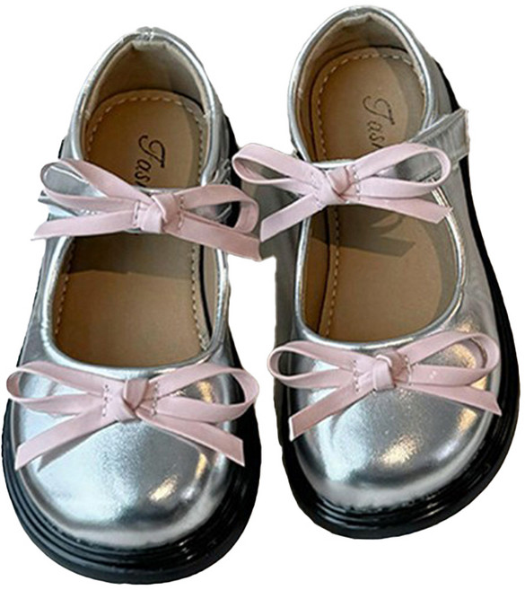 유블리 여아용 리실브 라운드 리본 메리제인