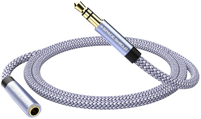 스페이스쉴드 3.5mm 3극 AUX 스테레오 이어폰 오디오 연장 케이블, 그레이, 1개, 0.5m