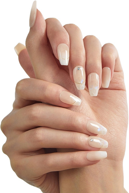 데싱디바 매직프레스 웨딩 드레스 네일팁 세트, 베이지, 1개