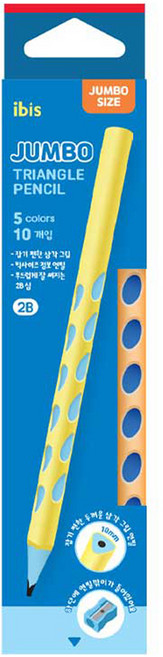 아이비스 점보 그립 삼각 연필 세트 2B, 블루, 10개