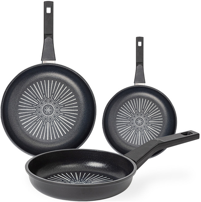인터쿡 클래식 후라이팬 세트 3개, 블랙, 후라이팬 28cm + 후라이팬 24cm + 후라이팬 20cm, 1세트