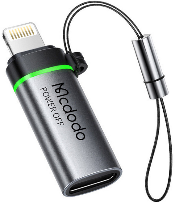 맥도도 자동전류차단 C타입 to 8핀 젠더, 11mm, 그레이(OT-2590), 1개