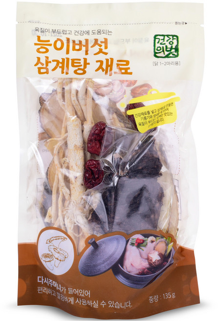 건강의벗 능이버섯 삼계탕 재료, 135g, 1개