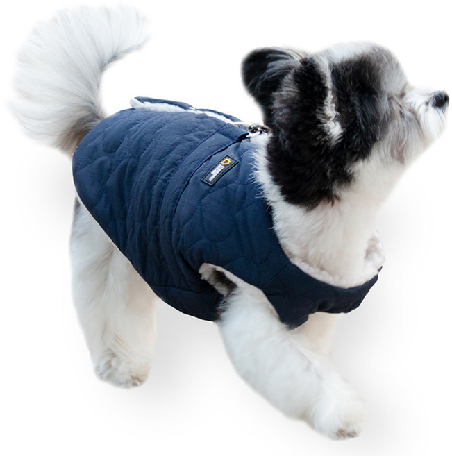 초코펫하우스 강아지 패딩 하네스 산책왕 패딩 조끼, 네이비, 1개