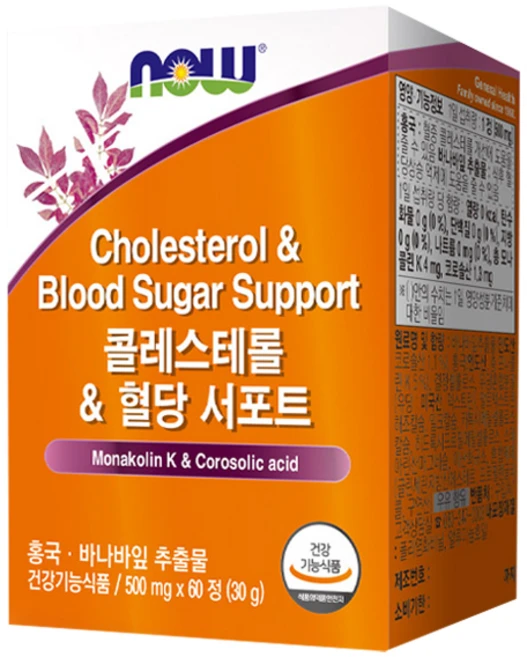 나우푸드 콜레스테롤 혈당 서포트 60p, 1개, 60정 - 쿠팡