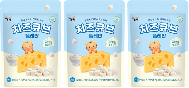 Jjangjuk 原味起司塊, 16g, 起司味, 3包