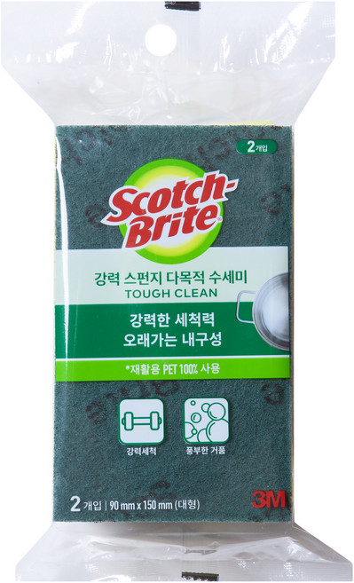 스카치브라이트 다목적 스폰지 수세미 대형, 2개입, 1개